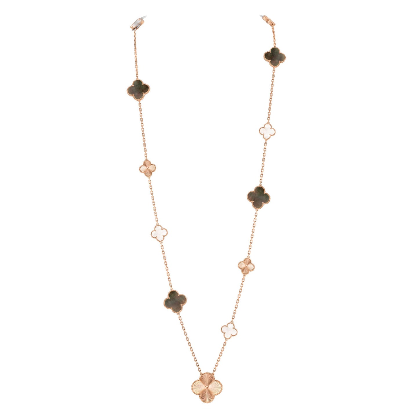 [Blue Tears]DETACHABLE CLOVER 15(11+4) FLOWER ROSE GOLD NECKLACE SET