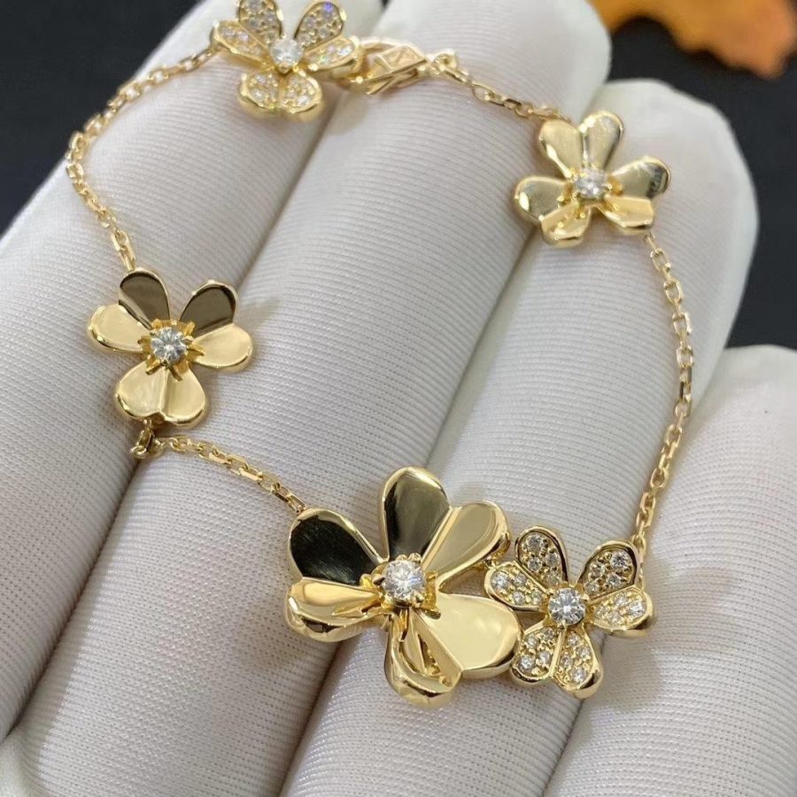 [BLAUE TRÄNEN]FRIVOLE GOLD 5 BLUMEN ARMBAND