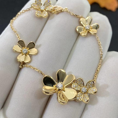 [BLAUE TRÄNEN]FRIVOLE GOLD 5 BLUMEN ARMBAND