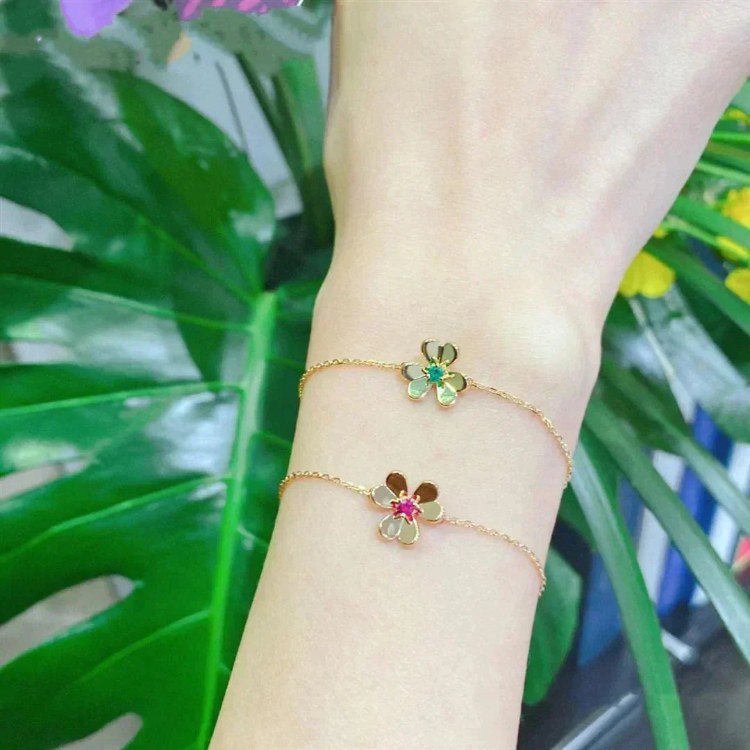 [BLAUE TRÄNEN]FRIVOLE GOLD BLUME ROSA MALACHIT ARMBAND