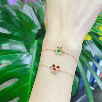 [BLAUE TRÄNEN]FRIVOLE GOLD BLUME ROSA MALACHIT ARMBAND
