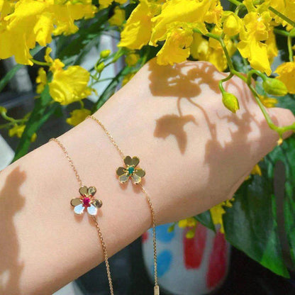 [BLAUE TRÄNEN]FRIVOLE GOLD BLUME ROSA MALACHIT ARMBAND