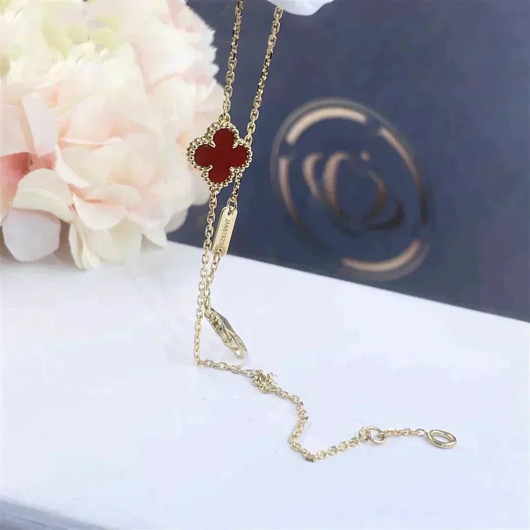 [BLUE TEARS]CLOVER  CARNELIAN SINGLE FLOWER BRACELET