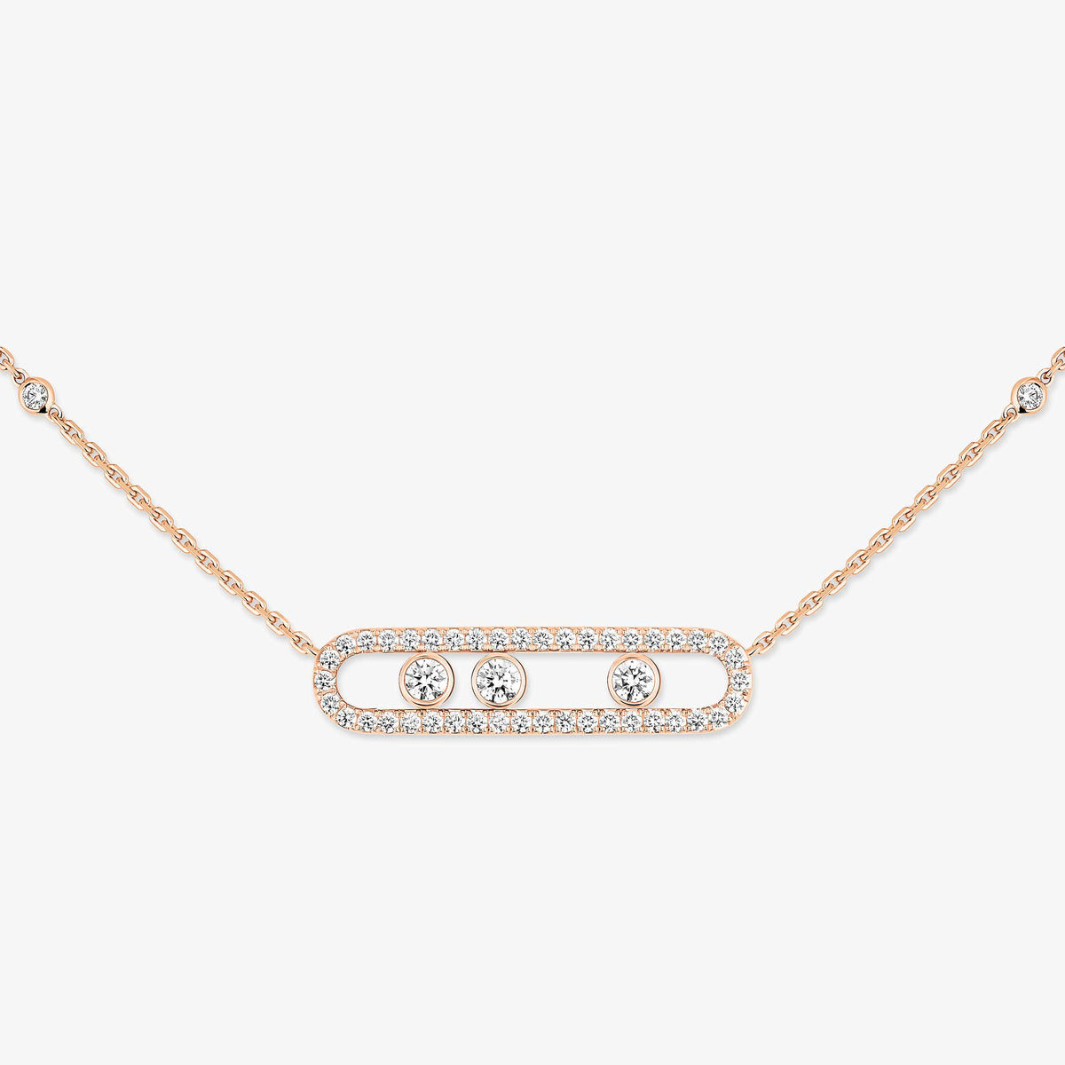 [Blue Tears Jewelry] Move Pave_ Rose Gold Diamond Necklace